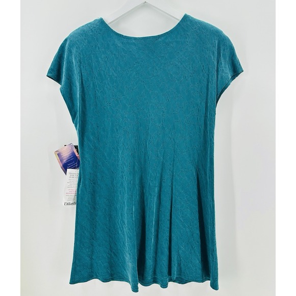 Liz Claiborne Teal Turquoise Blue Short Short Sleeve Sz 12 Blouse Tunic AB35 - Picture 2 of 12